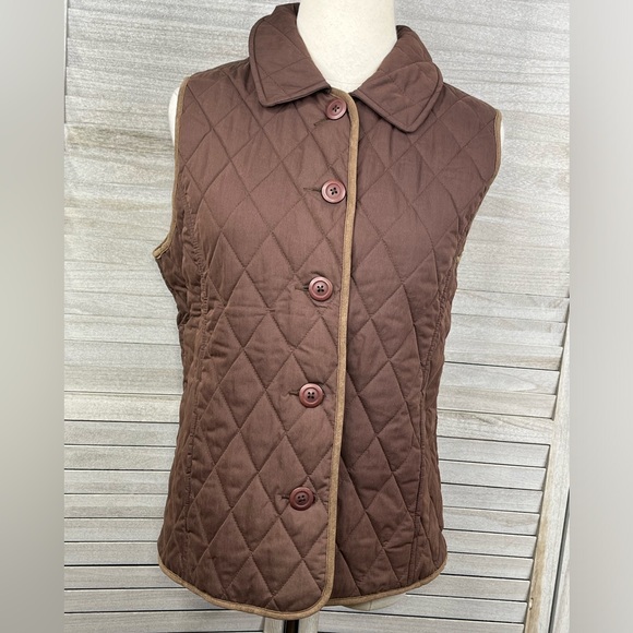 L.L. BEAN Women's Insulated Quilted Vest Brown/Multi Plaid-Small - Picture 2 of 4